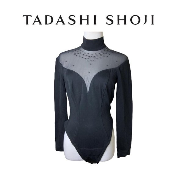 Tadashi Shoji Tops - Tadashi Black Rhinestone Body Top. Sz M